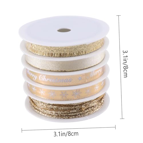 MUELODSIC 5 Rollen Weihnachtsband Gold Bedrucktes Geschenkband mit Weihnachtsmotiven Vielseitiges Deko und Bastelband für Geschenkverpackung Partydeko und DIY Kreativprojekte MUELODSIC 5 Rollen Weihnachtsband Gold Bedrucktes Geschenkband mit Weihnachtsmotiven Vielseitiges Deko und Bastelband für Geschenkverpackung Partydeko und DIY Kreativprojekte von MUELODSIC