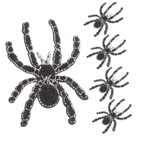 MUELODSIC 5 Stck. Teiliges Cartoon Spinnen Aufnäher zum Annähen Bestickte DIY Spider Patches für Kleidung Dekor Wiederverwendbar Feine Verarbeitung für Jeans Kleider und Textilien von MUELODSIC