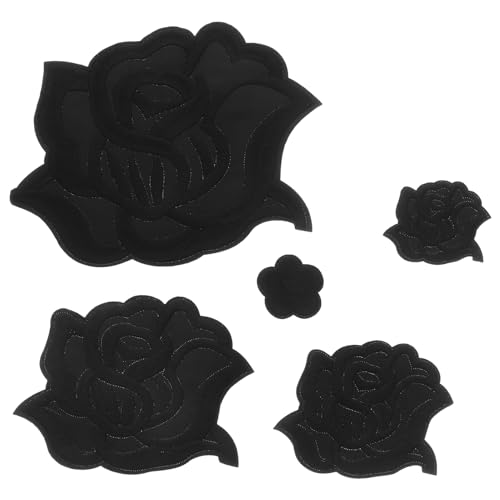 MUELODSIC 5 Stück Rosenaufnäher zum Aufbügeln Flicken für Kleidung Aufnäher für Vintage-Kleidung Flicken aufnähen Rosenflecken gestickte Aufnäher Applikationen Verzierungen Baumwolle Schwarz MUELODSIC 5 Stück Rosenaufnäher zum Aufbügeln Flicken für Kleidung Aufnäher für Vintage-Kleidung Flicken aufnähen Rosenflecken gestickte Aufnäher Applikationen Verzierungen Baumwolle Schwarz von MUELODSIC