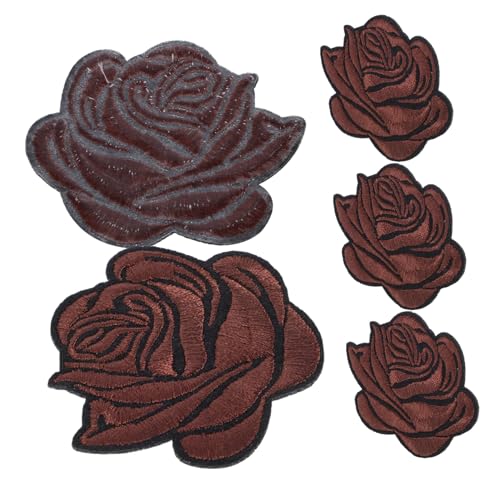 MUELODSIC 5 Stück Rosenbeet Stickereiflecken Kleidung Applikationen Blumen- Rosenfleck Patch Schmetterling Aufbügler Aufnäher mit Rosenblüten-Stickerei Blumen aufbügeln Stoff Baumwolle von MUELODSIC