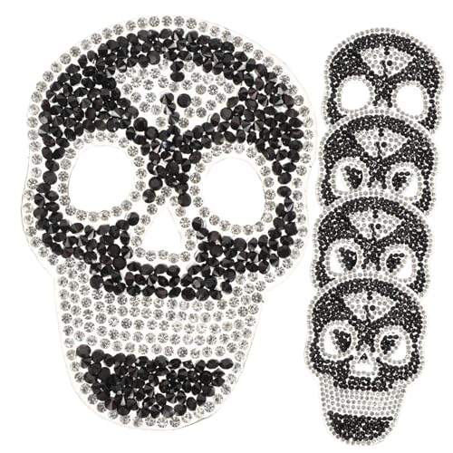 MUELODSIC 5 Stück Schädel Bügelflicken Dekorative Aufnäher zum Aufbügeln und Nähen Strapazierfähige Patches für Kleidung Taschen Hüte Schuhe DIY Reparatur und Verschönerung von MUELODSIC