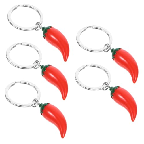 MUELODSIC 5 Stück Teiliges Chili Anhänger Langlebiger Legierungs Schlüsselanhänger Realistische Chili Pfeffer Form Vielseitiger Taschen und Schlüsselanhänger Party Geschenkidee von MUELODSIC