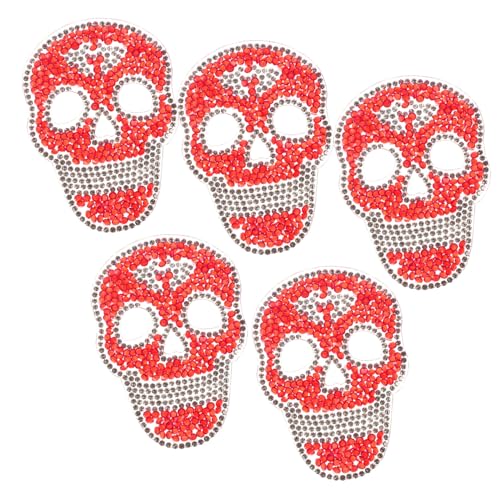 MUELODSIC 5 Stück Teiliges Schädel Aufbügelflicken Multifunktionale Dekorative Nähapplikationen zum Aufnähen und Reparieren von Kleidung Taschen Schuhen Hüten DIY Design von MUELODSIC