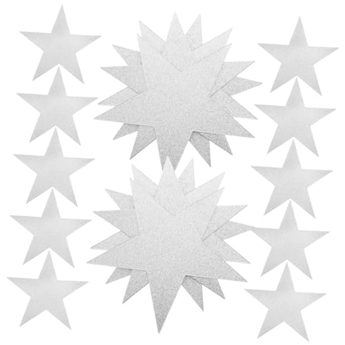 MUELODSIC 50 Blatt Doppelseitige Silberne Glitzer Stern Papierausschnitte Leichtes Bastelpapier für Scrapbooking Kindergarten und Klassenzimmerdekoration Wand und Partydeko Tragbare DIY von MUELODSIC