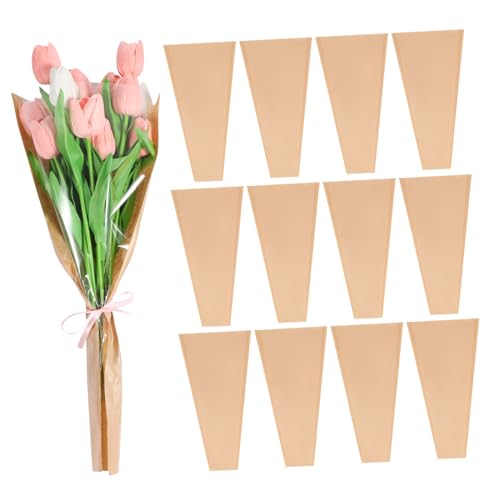 MUELODSIC 50 Stück Blumenverpackungsbeutel Strauß Wickeltasche Beige Straußtaschen Für Blumen Blumenhüllen Für Blumensträuße Pflanzbeutel Blumenträger Blumenstraußbeutel Blühen Khaki Papier von MUELODSIC