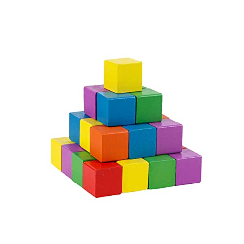 MUELODSIC 50 Stück Bunte Holzwürfel Quadratisch Präzise Geschnittene Holzklötzchen für DIY Bastelprojekte Kreative Bausteine Sichere Kleine Holzblöcke für Dekoration von MUELODSIC