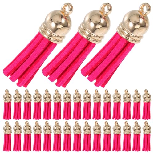 MUELODSIC 50 Stück Bunte Quasten aus Pu-leder Handgefertigte Anhänger für DIY Schmuck Schlüsselanhänger Taschen Handydeko Vielseitige Tassels für Individuelle Accessoires von MUELODSIC
