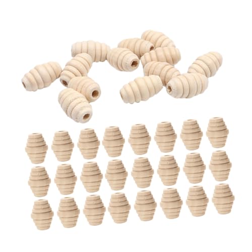 MUELODSIC 50 Stück Faden Ovale Holzperlen Naturholz Bastelperlen für Schmuckherstellung für DIY Projekte und Kinderbasteln von MUELODSIC