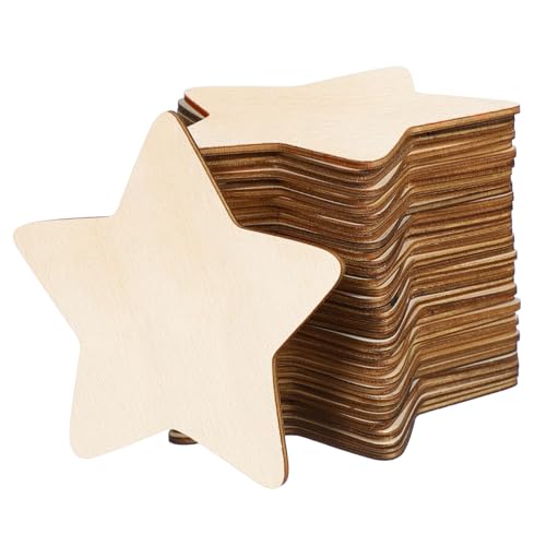 MUELODSIC 50 Stück Fünfzackige Stern Holzscheiben Unbearbeitete DIY Holzchips zum Bemalen und Basteln für Kinderhandwerk und Kreative Dekoration MUELODSIC 50 Stück Fünfzackige Stern Holzscheiben Unbearbeitete DIY Holzchips zum Bemalen und Basteln für Kinderhandwerk und Kreative Dekoration von MUELODSIC