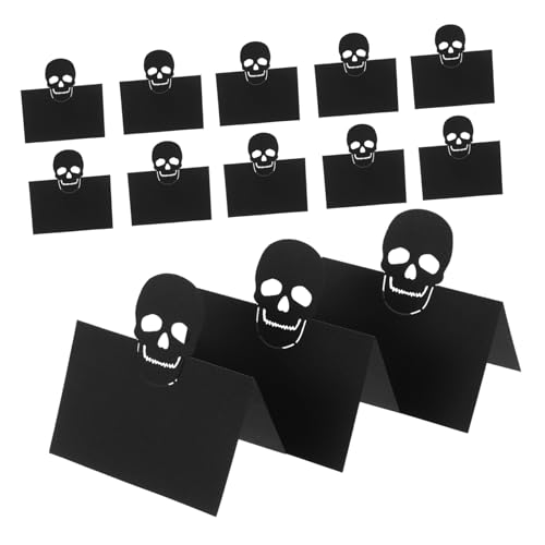 MUELODSIC 50stücke Sitzplatzkarten Für Bankette - Namenskarten Aus Perlglanzpapier Zeltkarten Für Tischdekoration Halloween - Tischkarten Mit Totenkopf-motiv Namenskarten Für von MUELODSIC