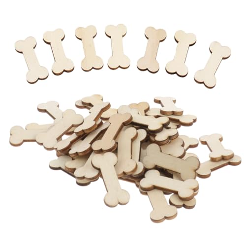 MUELODSIC 50 Stück Holz Hundeknochen zum Bemalen DIY Holzornamente Stabile Holzfiguren Ausgeschnittene Deko für Wand Schmuck Hochzeit Geburtstag Basteln und von MUELODSIC