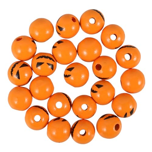 MUELODSIC 50 Stück Holzperlen Dekorationsanhänger Zum Formen Von Formen Rustikale Mini Halloween Party Tischdekorationen DIY Perlen Gruseliges Basteln Lange Halloween Dekorperlen von MUELODSIC