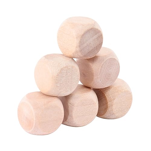 MUELODSIC 50 Stück Holzwürfel Set Blanko DIY Würfel Holz für Bastelprojekte Spielwürfel Zahlenwürfel und Kreative Anwendungen Robust und Langlebig von MUELODSIC
