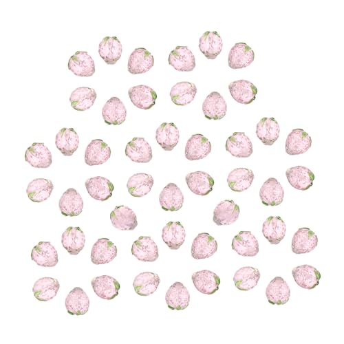 MUELODSIC 50 Stück Kristall Erdbeerperlen in Hellpink Transparente Frucht Spacer Perlen mit Glattem DIY Schmuckherstellung für Halsketten Armbänder Brillenketten Handgefertigte Accessoires von MUELODSIC