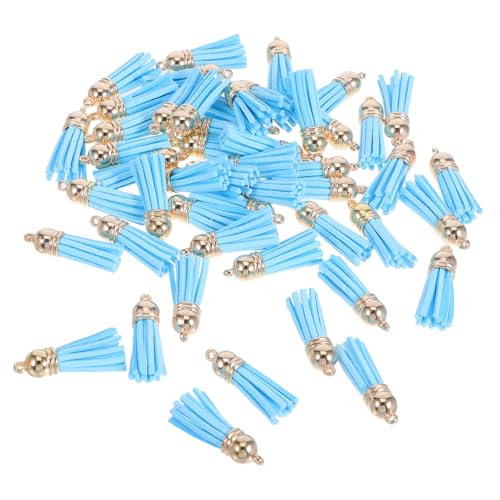 MUELODSIC 50 Stück PU Leder Quasten Anhänger Bunte Mini Tasseln für DIY Schmuck Schlüsselanhänger und Taschenanhänger Leicht und Modisch Vielseitig für Handtaschen und Bastelprojekte von MUELODSIC