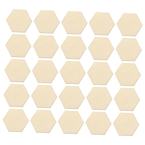 MUELODSIC 50 Stück Sechseckige Holzstücke Buchenholz DIY Bastelornamente für Hochzeiten Geburtstagsfeiern und Weihnachten Unbeschichtet für Kreative Dekorationen und Handarbeiten von MUELODSIC