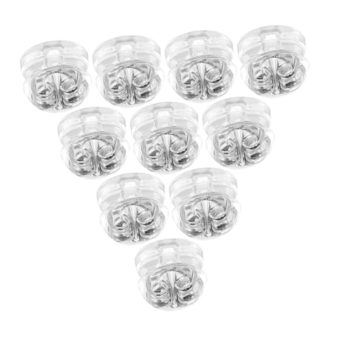 MUELODSIC 50 Stück Silikon Ohrstecker Verschlüsse Metall Ersatz Hamburger-form Ohrring Stopper Silber Waschbar Wiederverwendbar für Damen von MUELODSIC