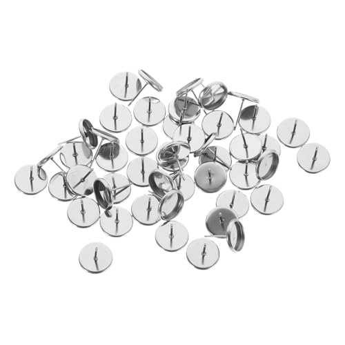 MUELODSIC 50 Stück Teiliges Edelstahl Ohrstecker Rohlinge Flachboden Ohrring Fassungen für DIY Schmuckherstellung Leicht Bequem Stilvoll Vielseitig Einsetzbar von MUELODSIC