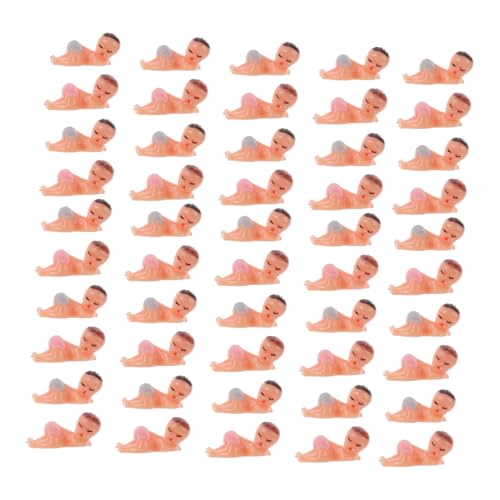 MUELODSIC 50 Stück Teiliges Mini Kunststoff Shower Party Deko Rosa und Blaue Schlafende Babypuppen Vielseitige Babyparty Geschenke und Dekorationen für Jungen und Mädchen von MUELODSIC