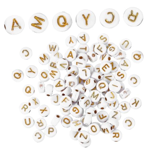 MUELODSIC 500Stücke Handgefertigte Buchstabenperlen Goldene Alphabetperlen Legiertem Material für DIY Armbänder Schmuck und Kreative Bastelprojekte von MUELODSIC