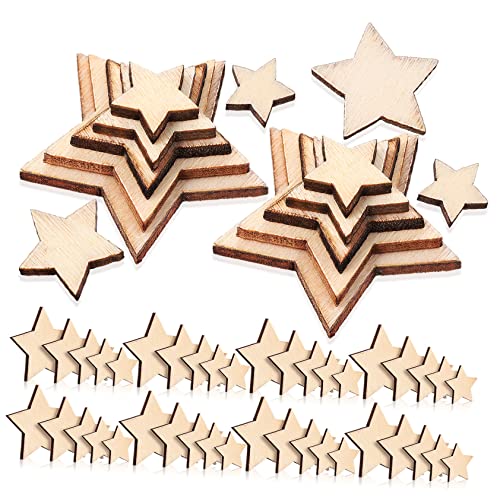 MUELODSIC 500Stücke Holzsterne Unbehandelte Holzsterne zum Basteln Vielseitige für Weihnachten Tischdeko DIY Projekte Leere Holzstücke für Gestaltung von MUELODSIC