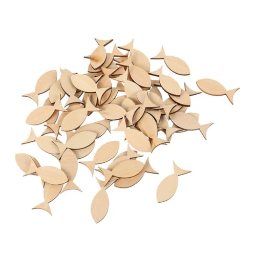 MUELODSIC 50Stücke Unvollendete Fischausschnitte Holz DIY Holz Fische für Bastelprojekte Rustikale Dekorationen und Party Accessoires zum Ausmalen von MUELODSIC