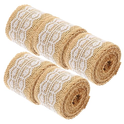MUELODSIC 5Rollen Dekoratives Juteband mit Spitze Geschenkband für DIY Hochzeiten Partys Geschenkverpackungen Langlebiges Sicheres Material von MUELODSIC