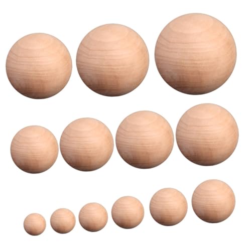 MUELODSIC 5Stücke Unlackierte Holzperlen Runde DIY Kugeln für Bastelprojekte Hochwertige Solide Holzkugeln für Schmuck und Dekoration und Vielseitig Einsetzbar von MUELODSIC
