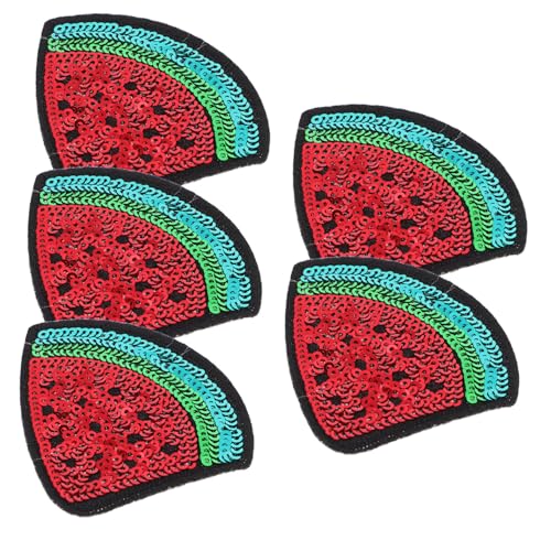 MUELODSIC 5Stücke Wassermelonen Patches Gestickte Aufnäher Zum Aufbügeln Für DIY Kleidung Farbiges Nähzubehör Für Rucksäcke Und Bekleidung Applikationen Für Projekte von MUELODSIC