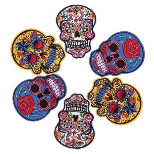 MUELODSIC 6 Stück Halloween Schädel Aufnäher zum Aufbügeln und Nähen Bestickte Punk Applikationen für Jacken Taschen Hüte und Kleidung Langlebige Flicken für Erwachsene MUELODSIC 6 Stück Halloween Schädel Aufnäher zum Aufbügeln und Nähen Bestickte Punk Applikationen für Jacken Taschen Hüte und Kleidung Langlebige Flicken für Erwachsene von MUELODSIC