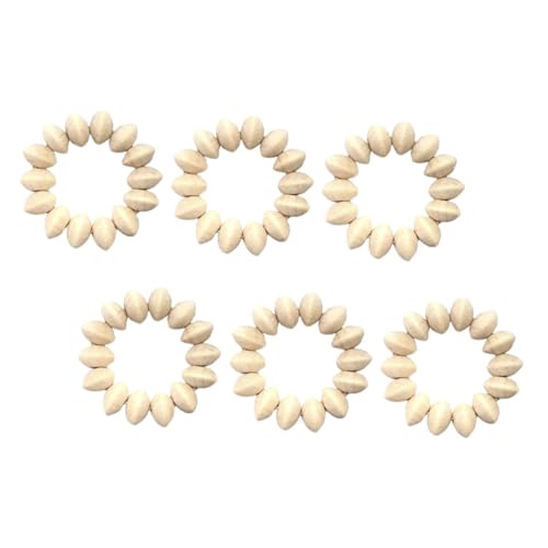 MUELODSIC 6 Stück Handgefertigte Holzperlen Serviettenringe Rustikale Leichte Napkin Rings mit Pastoraler Tischdekoration für Hochzeitsfeier Thanksgiving und Party von MUELODSIC