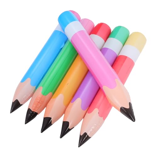 MUELODSIC 6 Stück Riesige Aufblasbare Bleistiftballons Hängende Rückkehr zur Schule Dekoration Bunte PVC Bleistift Deko für Abschlussfeier und Klassenzimmer Leicht und Wiederverwendbar von MUELODSIC