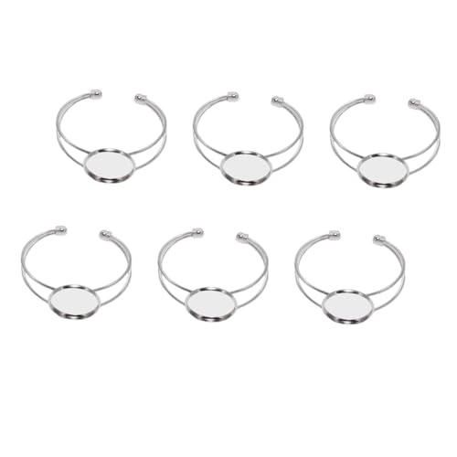MUELODSIC 6 Stück Rund Kupfer Y Form Einstellbare Armbandfassungen Silberfarben DIY Schmuckherstellung Armbänder Zubehör für Charms und Glasanhänger MUELODSIC 6 Stück Rund Kupfer Y Form Einstellbare Armbandfassungen Silberfarben DIY Schmuckherstellung Armbänder Zubehör für Charms und Glasanhänger von MUELODSIC
