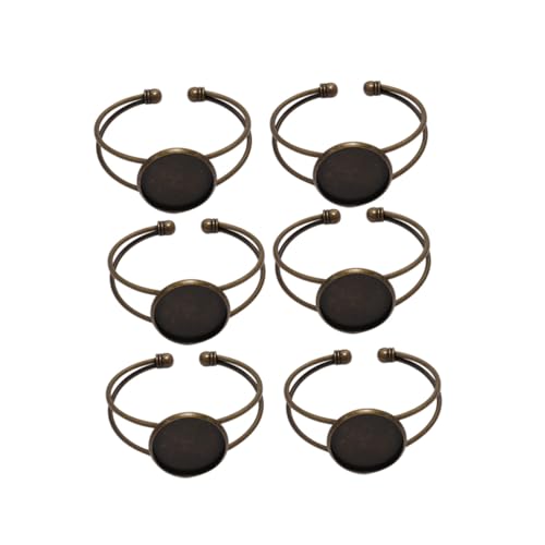 MUELODSIC 6 Stück Runde Armreif Lünette aus Kupfer Y Form Verstellbar für DIY Schmuckherstellung Antik Bronze Cabochon Fassung für Glasanhänger und Armketten von MUELODSIC