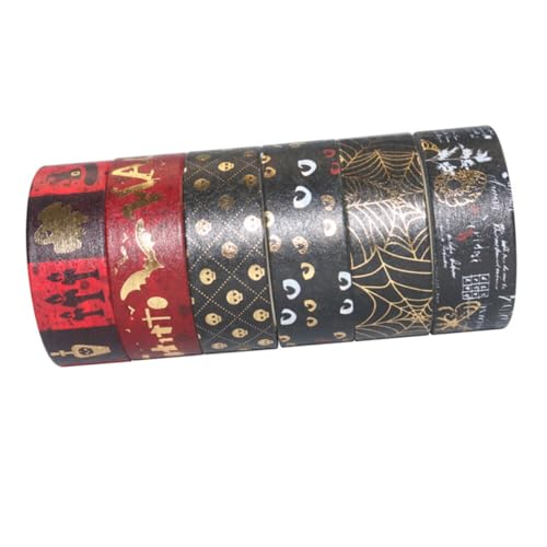 MUELODSIC 6 Stück Teiliges Halloween Washi Tape mit Goldener Folienprägung Dekoratives DIY Klebeband für Scrapbook Notizbuch Tagebuch Farbenfrohe Muster Langlebig Kreative Bastelaccessoires MUELODSIC 6 Stück Teiliges Halloween Washi Tape mit Goldener Folienprägung Dekoratives DIY Klebeband für Scrapbook Notizbuch Tagebuch Farbenfrohe Muster Langlebig Kreative Bastelaccessoires von MUELODSIC