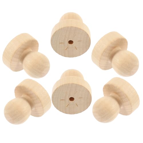 MUELODSIC 6 Stück Teiliges Holzstempel griffe aus Massivem Holz Rund Fein Geschnitzt Glatte Oberfläche Bequemes Halten Einfach zu Montieren Wechseln für DIY Scrapbooking und von MUELODSIC