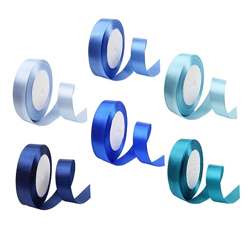 MUELODSIC 6 Stück Teiliges Satinband Breit Langlebiges Blaues Dekoband für Geschenkverpackung Basteln und Geburtstagsdeko Vielseitiges Geschenkband für Kreative DIY Projekte und Festliche von MUELODSIC
