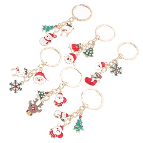 MUELODSIC 6 Stück Teiliges Weihnachts Schlüsselanhänger aus Robustem Material mit Santa Schneemann Rentier und Weihnachtsbaum Motiv Kreative und Langlebige Weihnachtsdekoration für Taschen von MUELODSIC