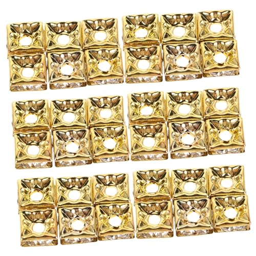 MUELODSIC 60 Stück Glitzernde Quadratige Spacer Perlen Goldfarben Cubic Strass Schmuck Basteln Zubehör für Armbänder Halsketten Ohrringe und DIY Handwerksprojekte von MUELODSIC