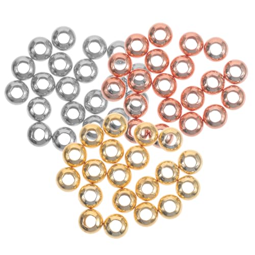 MUELODSIC 60 Stück Rundes Spacer Perlen Silber Weißgold Roségold Mix DIY Schmuckherstellung Lose Perlen Für Armbänder Halsketten Basteln Zubehör von MUELODSIC