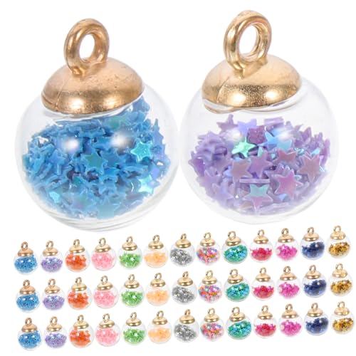 MUELODSIC 60 Stück Teiliges Bunte Glasball Anhänger mit Sternenpailletten Transparente Schmuckanhänger für DIY Halsketten Armbänder Ohrringe Leichte und Langlebige Glasperlen für MUELODSIC 60 Stück Teiliges Bunte Glasball Anhänger mit Sternenpailletten Transparente Schmuckanhänger für DIY Halsketten Armbänder Ohrringe Leichte und Langlebige Glasperlen für von MUELODSIC