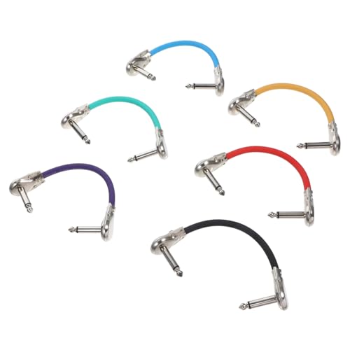 MUELODSIC 6Stücke Gitarren Patchkabel Gitarre Anschlusskabel Langlebiges PU Flaches Kopfdesign Klare Klangübertragung für Musiker Unterwegs von MUELODSIC
