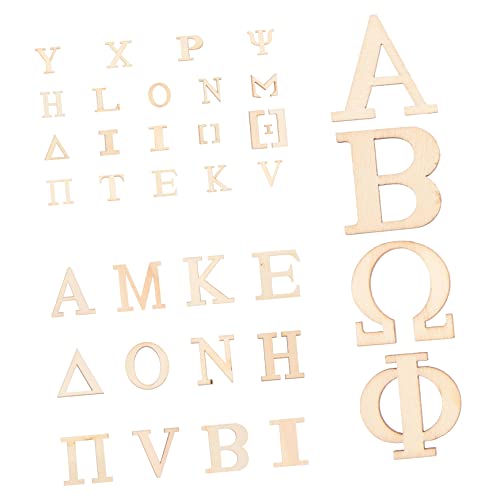 MUELODSIC 72 Stück Holz Buchstaben Set Griechische Alphabet Holzbuchstaben DIY Bastelmaterial für Kreative Projekte Dekoration für Feste Geburtstage und Lernspiele von MUELODSIC