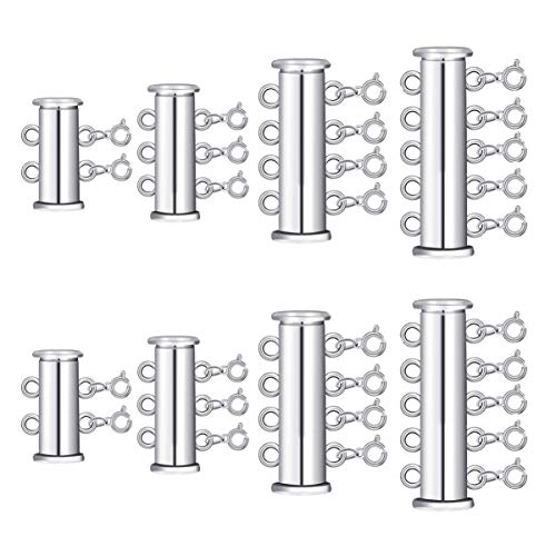 MUELODSIC 8 Stück Perlenverschluss Schmuckverschluss für Armbänder und Multi Strang Schiebeverschluss Silber DIY Schmuckzubehör für Geschichtete Designs für Stränge MUELODSIC 8 Stück Perlenverschluss Schmuckverschluss für Armbänder und Multi Strang Schiebeverschluss Silber DIY Schmuckzubehör für Geschichtete Designs für Stränge von MUELODSIC