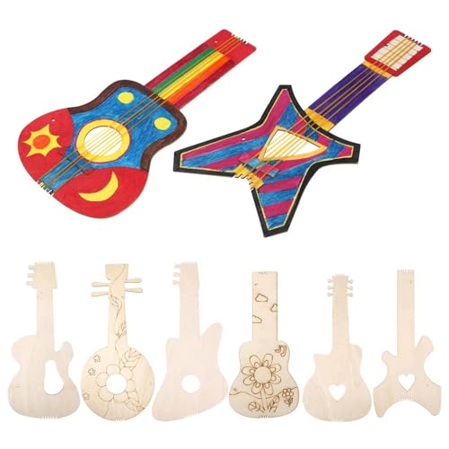 MUELODSIC 8 Stück Teiliges Holzgitarren Ausschnitte für Bastelarbeiten Verschiedene Unbemalte Gitarrenformen aus Langlebigem Holz zum Bemalen Dekorieren von Partys DIY handwerk und MUELODSIC 8 Stück Teiliges Holzgitarren Ausschnitte für Bastelarbeiten Verschiedene Unbemalte Gitarrenformen aus Langlebigem Holz zum Bemalen Dekorieren von Partys DIY handwerk und von MUELODSIC