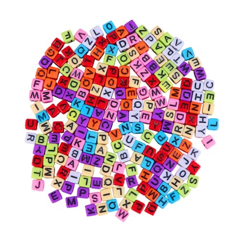 MUELODSIC 800 Stück Bunte Quadratische Buchstabenperlen Leichte Acryl DIY Schmuckperlen für Armbänder Halsketten Bastelzubehör für Kreative Handarbeiten und Geschenkideen von MUELODSIC