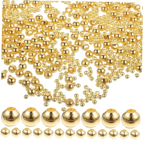 MUELODSIC 800 Stück DIY Metallperlen für Schmuckherstellung Gold Bastelperlen für Armbänder und Kreative Projekte Hochwertige Dekorative Zwischenperlen für Vielseitige Anwendungen von MUELODSIC