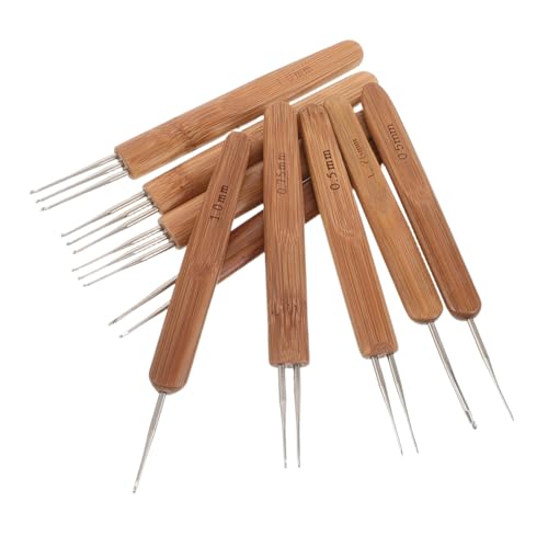 MUELODSIC 9 Stück Teiliges Dreadlock Häkelnadel mit Karbonisiertem Bambusgriff Glattem Metallkopf Vielseitig für Haarstyling Flechten Stricken und Handgefertigte Häkelarbeiten Langlebiges von MUELODSIC