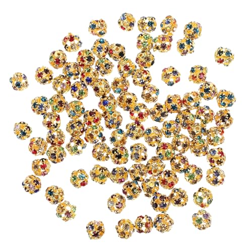 MUELODSIC 90 Stück Teiliges DIY Schmuckperlen Goldfarbene Strass Rondelle Spacer Perlen für Armband Basteln Glitzer Perlen zum Auffädeln und Kreative Handwerksprojekte von MUELODSIC