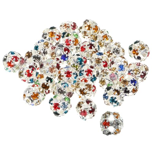 MUELODSIC 90 Stück Teiliges DIY Schmuckset mit Silberfarbenen Strass Abstandsperlen Lose Glitzerperlen zum Auffädeln für Armbänder Halsketten und Bastelprojekte von MUELODSIC